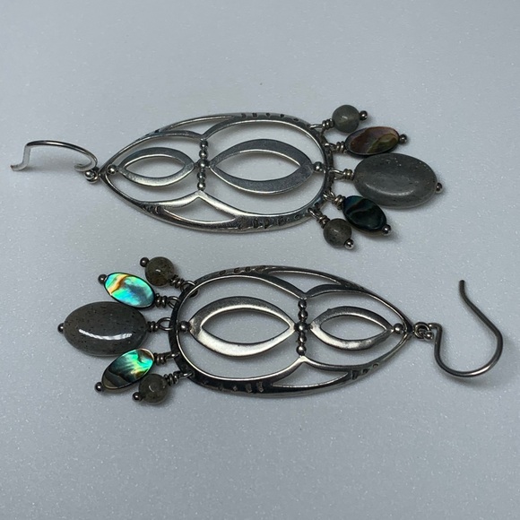 Silpada Sterling Silver HTF INFINITY Feldspar, Abalone Shell Chandelier Earrings - Picture 12 of 13